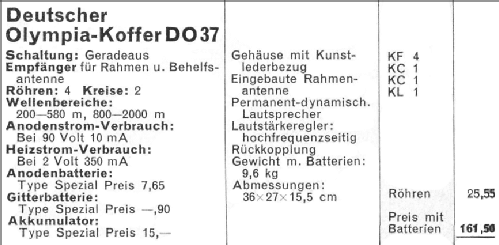 Deutscher Olympia-Koffer DO-37; Nora; Berlin (ID = 1015426) Radio