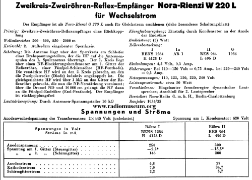 Rienzi W220L; Nora; Berlin (ID = 33435) Radio