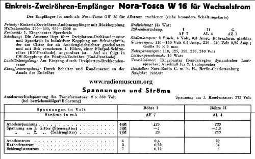 Tosca W16; Nora; Berlin (ID = 32953) Radio