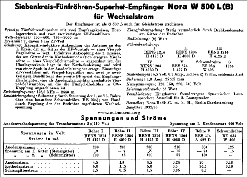 Form W500L; Nora; Berlin (ID = 32914) Radio