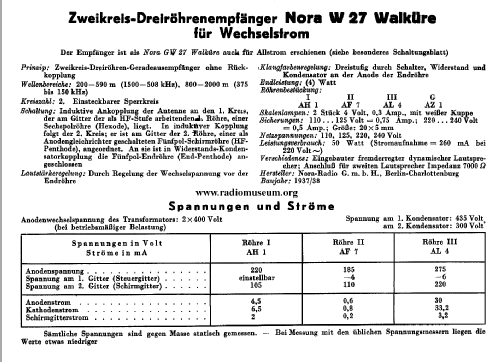 Walküre W27; Nora, Aron, (ID = 32945) Radio