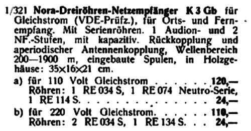 K3Gb 110V; Nora; Berlin (ID = 2863144) Radio