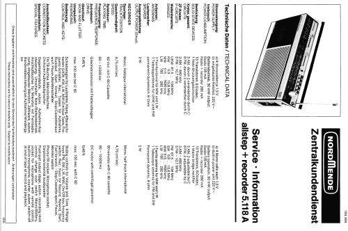 Allstep + Recorder 5.118A - 975.118.A; Nordmende, (ID = 120804) Radio