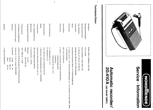 Automatic Recorder 20.410.A; Nordmende, (ID = 259322) Sonido-V
