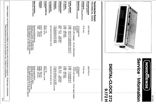 Digital Clock 272 9.172H; Nordmende, (ID = 116777) Radio