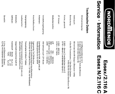 Essex 2.116A ; Nordmende, (ID = 411541) Radio