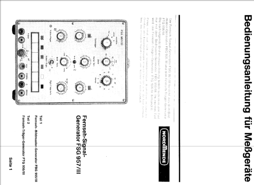 Fernseh Signal Generator FSG957/III ; Nordmende, (ID = 397060) Equipment