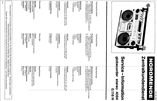 Globecorder Stereo 4084 0.116 H ; Nordmende, (ID = 118522) Radio