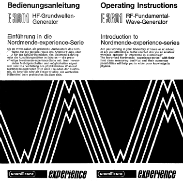 HF-Grundwellen-Generator Experience E-3601; Nordmende, (ID = 905858) Equipment