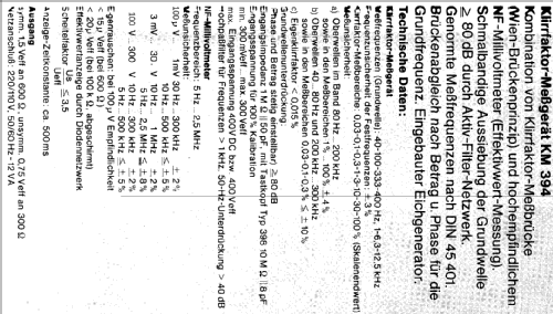 Klirrfaktor-Meßgerät KM-394B ; Nordmende, (ID = 2542533) Equipment