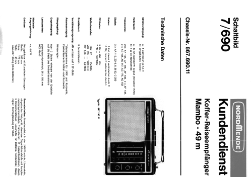 Nordmende Service Manual für Mambo 49m   7.690  Copy 