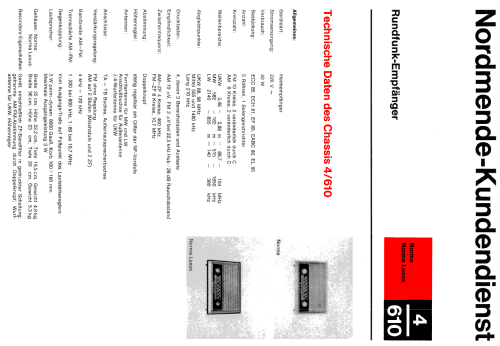 Norma LW V10 Ch= 4/610; Nordmende, (ID = 639813) Radio