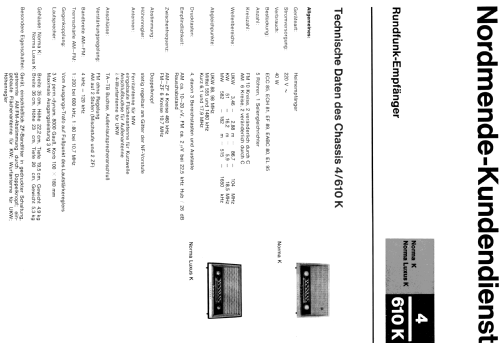 Norma K Z10 Ch= 4/610K; Nordmende, (ID = 1357153) Radio