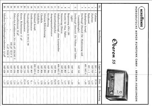 Oberon 55 Ch= 400/401; Nordmende, (ID = 654964) Radio