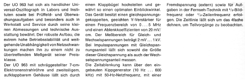 Universal-Oszillograph UO963; Nordmende, (ID = 1449148) Equipment