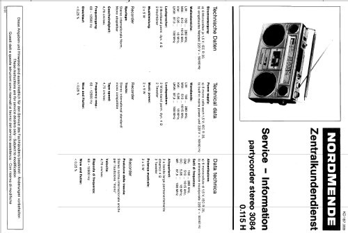 Partycorder Stereo 3084 0.155H; Nordmende, (ID = 119512) Radio