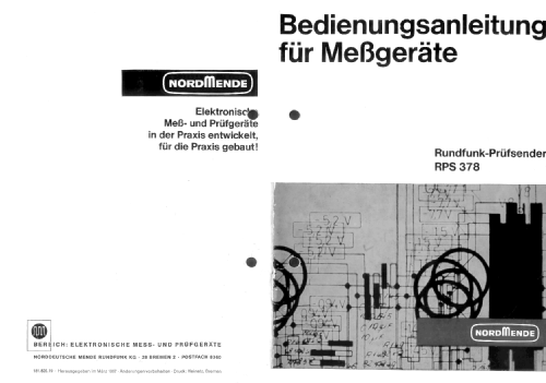 Rundfunk-Prüfsender RPS 378; Nordmende, (ID = 104819) Equipment