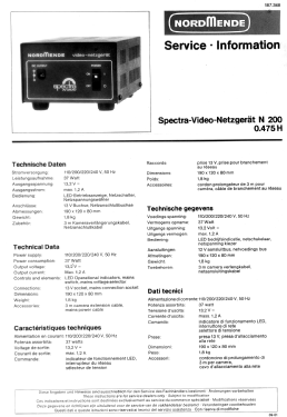 Spectra-Video-Netzgerät N200; Nordmende, (ID = 2834997) A-courant