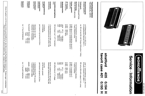 Stratford 405 0.194H Ch= 980.194H; Nordmende, (ID = 200617) Radio