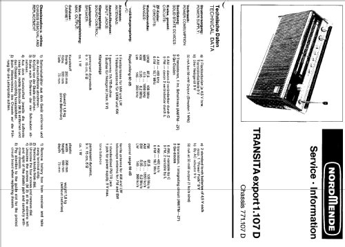 Transita export 1.107 D ; Nordmende, (ID = 324236) Radio