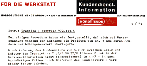 Transita + Recorder 972.113.A; Nordmende, (ID = 410578) Radio