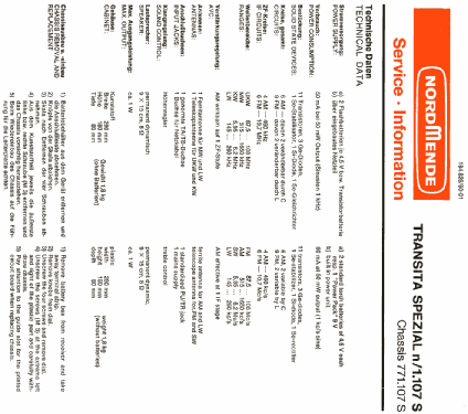 Transita Spezial N 1.107S ; Nordmende, (ID = 633447) Radio