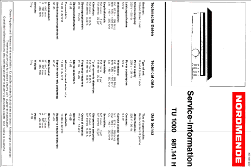 TU1000 981.141H; Nordmende, (ID = 1422089) Radio