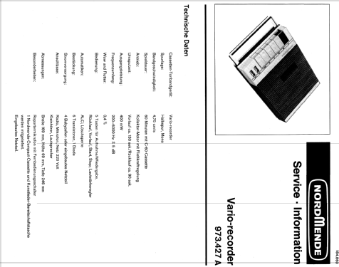 VARIO-recorder 973.427.A; Nordmende, (ID = 206548) Ton-Bild