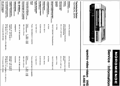Video Cassette Recorder Spectra Video-Vision VHS; Nordmende, (ID = 2488106) R-Player
