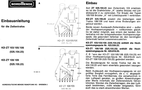 Zeilentrafos KD-ZT 103/105/106 + KD-ZT 108/109; Nordmende, (ID = 1731015) mod-past25