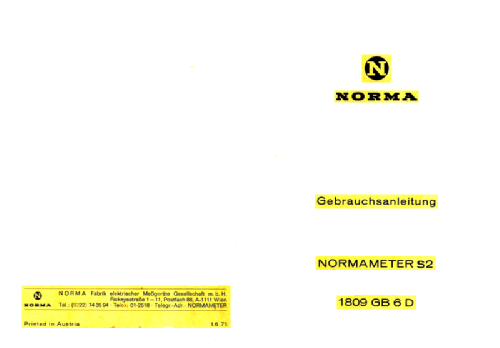 Normameter S2 ; NORMA Messtechnik (ID = 2269099) Equipment