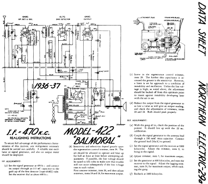 Balmoral 422 ; Northern Electric Co (ID = 767274) Radio
