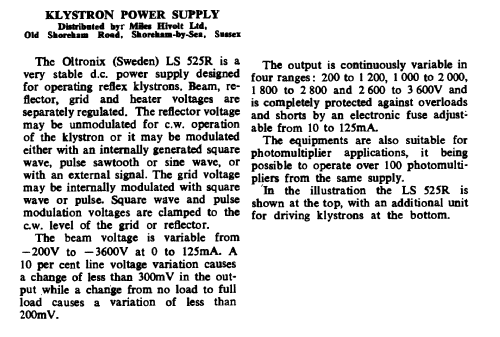 Klystron Power Supply LS 525R; Oltronix AB; (ID = 2782491) Power-S