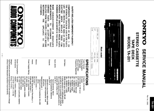 Stereo Cassette Tape Deck TA-201; Onkyo, Osaka Denki (ID = 2067957) R-Player