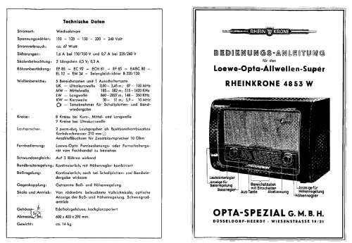 Rheinkrone 4853W; Opta-Spezial siehe (ID = 201125) Radio