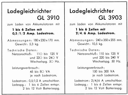 Ladegleichrichter GL 3903; Opta Radio AG; (ID = 2610533) Power-S