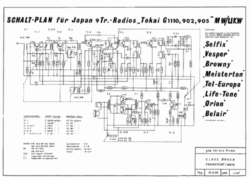 Ellens FM / AM 9 Transistor ; Orion Electric Co., (ID = 898243) Radio