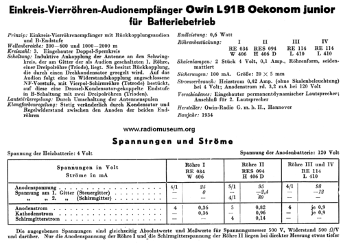 Oekonom Junior L91B; Owin; Hannover (ID = 25672) Radio