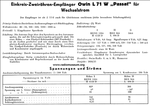 Passat L71W; Owin; Hannover (ID = 25692) Radio