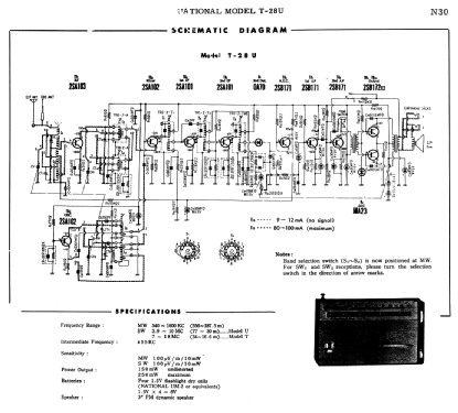 National 10-Transistor 2-Band T-28U; Panasonic, (ID = 1684471) Radio