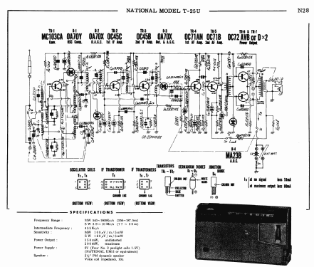 National 2 Band 7 Transistor T-25U; Panasonic, (ID = 1723725) Radio