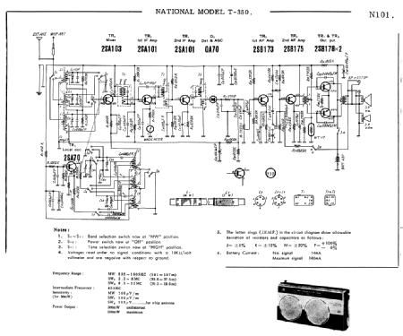 National Panasonic Hi-Fi 2-Speaker All-Transistor T-350; Panasonic, (ID = 1684525) Radio