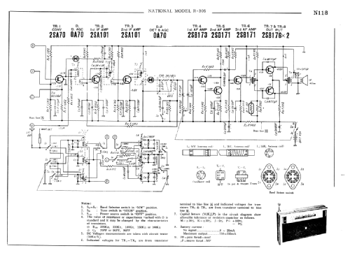 National Panasonic 3-Band 8-Transistor R-305; Panasonic, (ID = 1684428) Radio