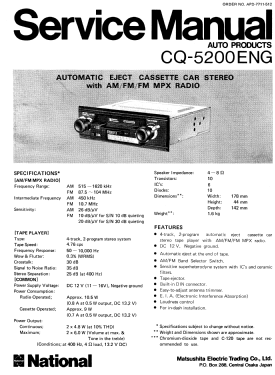 AM/FM/FM MPX Radio CQ-5200ENG; Panasonic, (ID = 2735876) Car Radio