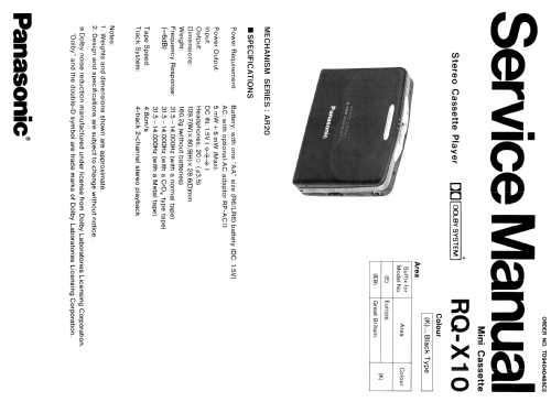 Cassette Player RQ-X10; Panasonic, (ID = 2086470) R-Player
