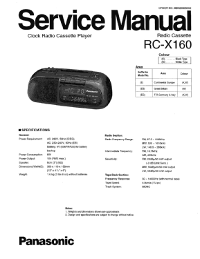 Clock Radio Cassette Player RC-X160; Panasonic, (ID = 2852232) Radio