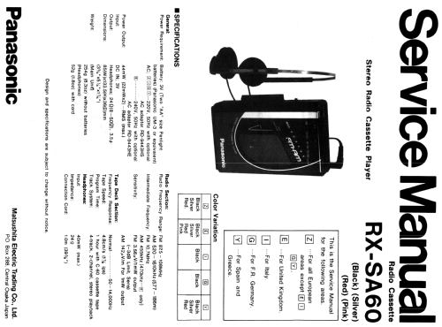 FM AM Stereo Radio Cassette Player RX-SA60; Panasonic, (ID = 2091828) Radio
