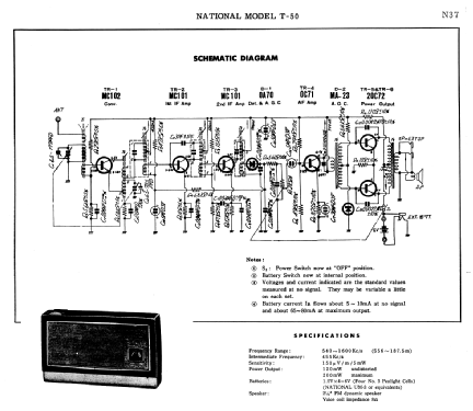 Matsushita 6 Transistor T-50; Panasonic, (ID = 1684551) Radio
