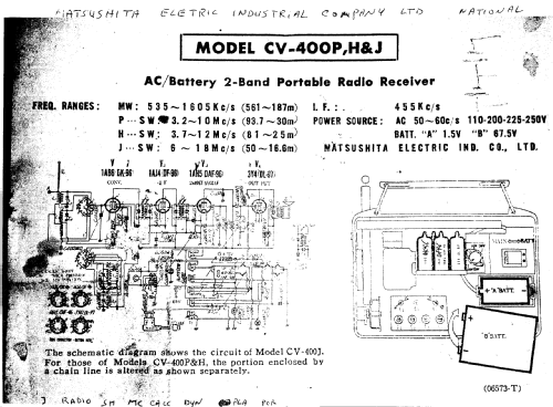 A/C Battery 2 Band Portable CV-400 /P /H /J; Panasonic, (ID = 2390579) Radio
