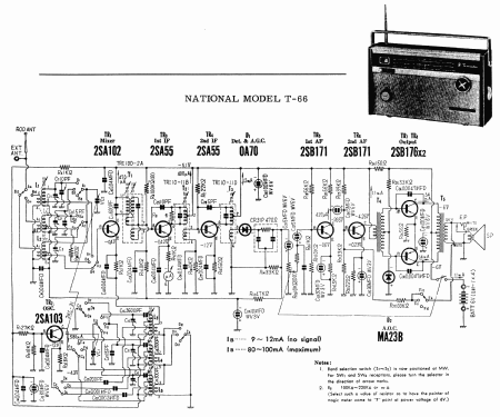 National 3 Band 8 Transistor T-66; Panasonic, (ID = 1727696) Radio